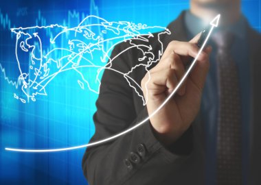 İşadamı grafik büyüyen grafik çizim