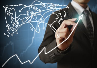 İşadamı grafik büyüyen grafik çizim