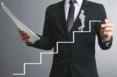 İşadamı grafik büyüyen grafik çizim