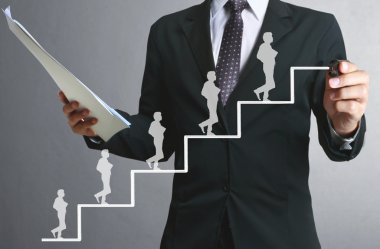 İşadamı grafik büyüyen grafik çizim