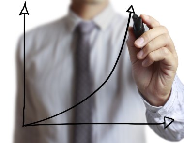 İşadamı grafik büyüyen grafik çizim