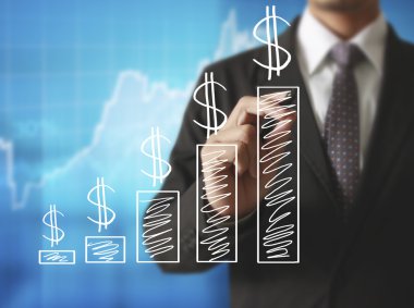 İşadamı grafik büyüyen grafik çizim