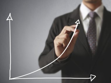 İşadamı grafik büyüyen grafik çizim