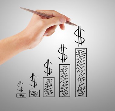 İşadamı grafik büyüyen grafik çizim