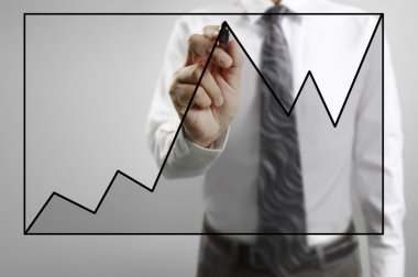 İşadamı grafik büyüyen grafik çizim