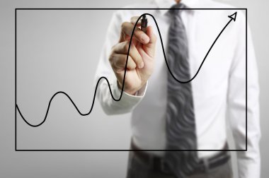 İşadamı grafik büyüyen grafik çizim