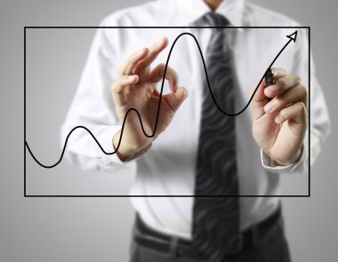 İşadamı grafik büyüyen grafik çizim