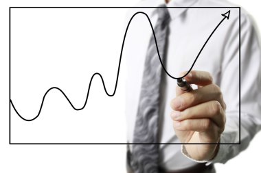 İşadamı grafik büyüyen grafik çizim