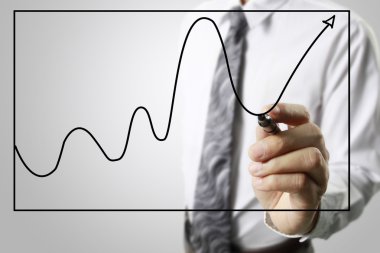 İşadamı grafik büyüyen grafik çizim