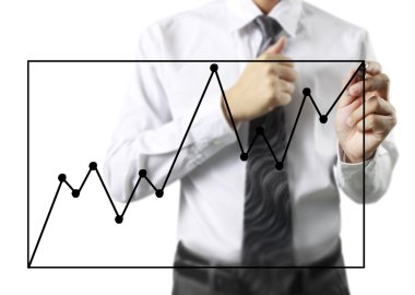 İşadamı grafik büyüyen grafik çizim