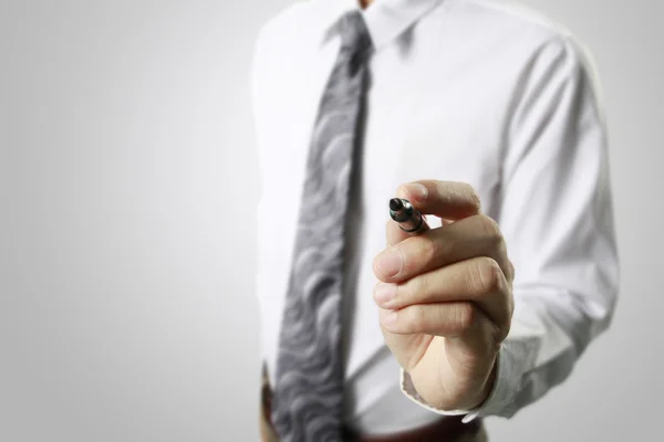 Business man hand drawing in  whiteboard — Stock Photo, Image