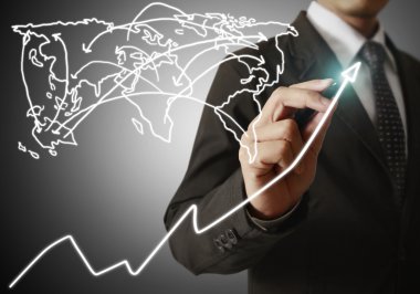 İşadamı grafik büyüyen grafik çizim