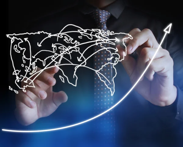 İşadamı grafik büyüyen grafik çizim