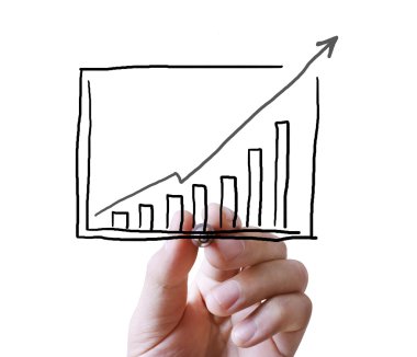 İşadamı grafik büyüyen grafik çizim