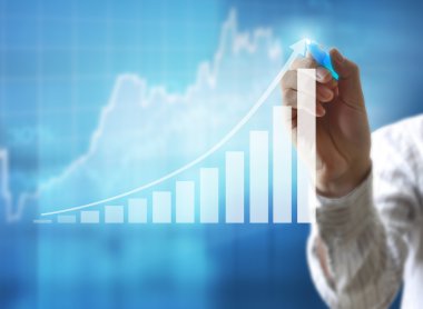 İşadamı grafik büyüyen grafik çizim