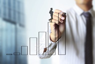 İşadamı grafik büyüyen grafik çizim
