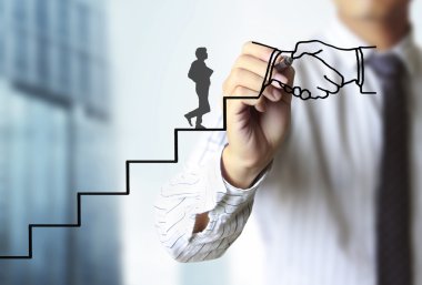 İşadamı grafik büyüyen grafik çizim