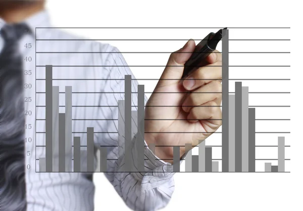 Businessman drawing graphics  growing graph — Stock Photo, Image