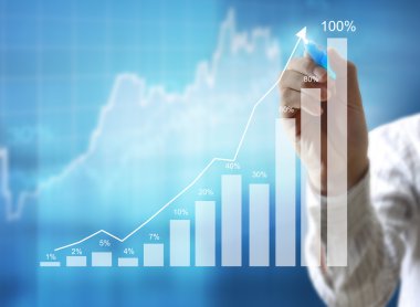 İşadamı grafik büyüyen grafik çizim