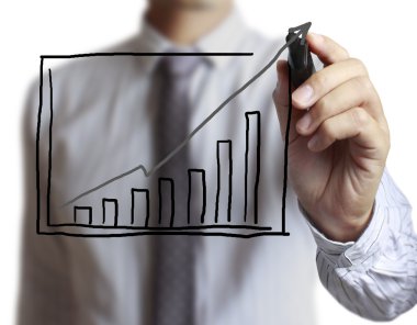 İşadamı grafik büyüyen grafik çizim