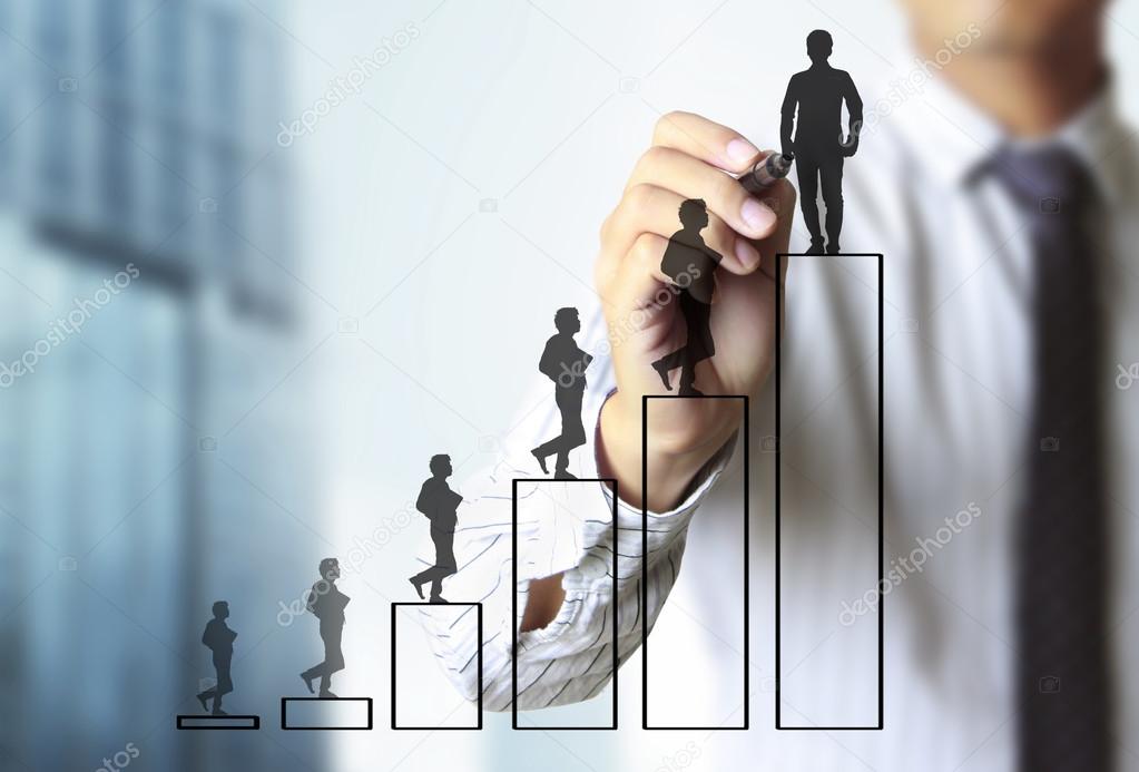 Businessman drawing graphics  growing graph