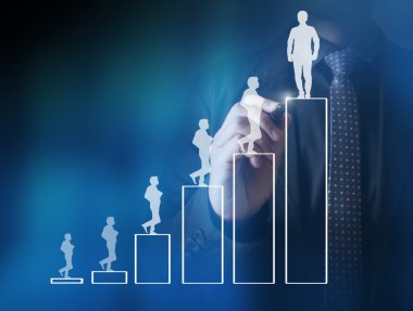 İşadamı grafik büyüyen grafik çizim