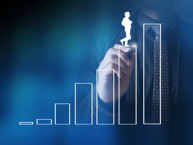 İşadamı grafik büyüyen grafik çizim