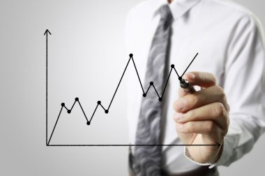 İşadamı grafik büyüyen grafik çizim