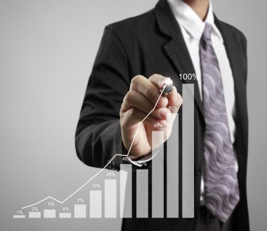 İşadamı grafik büyüyen grafik çizim
