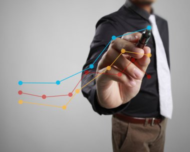 İşadamı grafik büyüyen grafik çizim