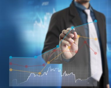 İşadamı grafik büyüyen grafik çizim