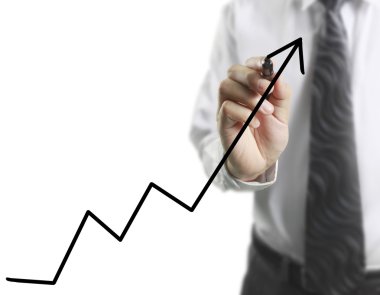 İşadamı grafik büyüyen grafik çizim