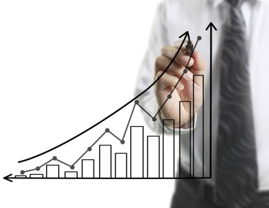 İşadamı grafik büyüyen grafik çizim