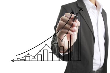 İşadamı grafik büyüyen grafik çizim