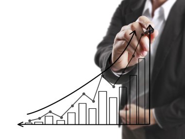 İşadamı grafik büyüyen grafik çizim