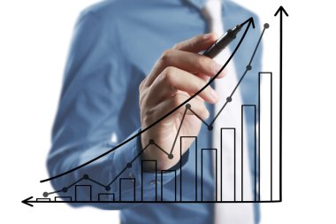 İşadamı grafik büyüyen grafik çizim