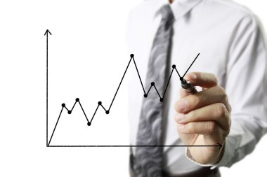 İşadamı grafik büyüyen grafik çizim