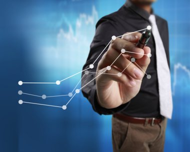 İşadamı grafik büyüyen grafik çizim
