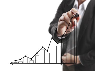 İşadamı grafik büyüyen grafik çizim