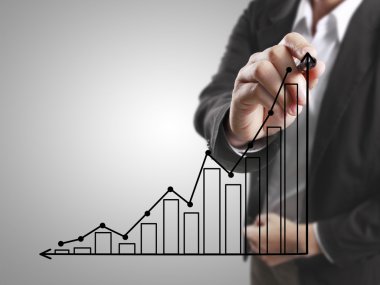 İşadamı grafik büyüyen grafik çizim