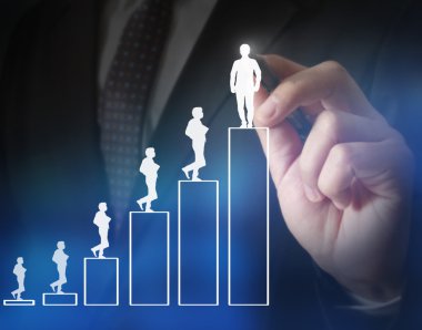 İşadamı grafik büyüyen grafik çizim