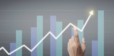 Finansal gösterge ve muhasebe piyasa analizi grafiklerine elle dokunmak