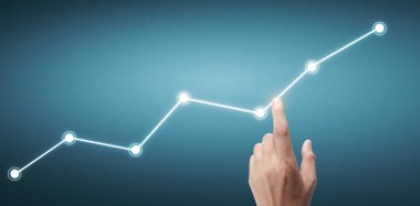 Finansal gösterge ve muhasebe piyasa analizi grafiklerine elle dokunmak