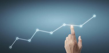 Finansal gösterge ve muhasebe piyasa analizi grafiklerine elle dokunmak