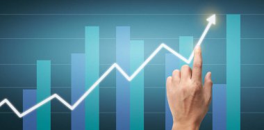 Finansal gösterge ve muhasebe piyasa analizi grafiklerine elle dokunmak