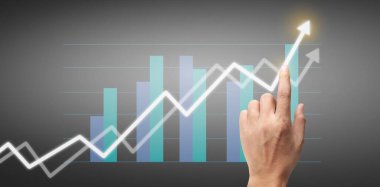 Finansal gösterge ve muhasebe piyasa analizi grafiklerine elle dokunmak