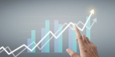 Finansal gösterge ve muhasebe piyasa analizi grafiklerine elle dokunmak