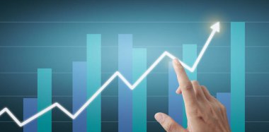 Finansal gösterge ve muhasebe piyasa analizi grafiklerine elle dokunmak