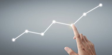 Finansal gösterge ve muhasebe piyasa analizi grafiklerine elle dokunmak