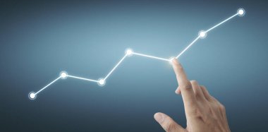 Finansal gösterge ve muhasebe piyasa analizi grafiklerine elle dokunmak